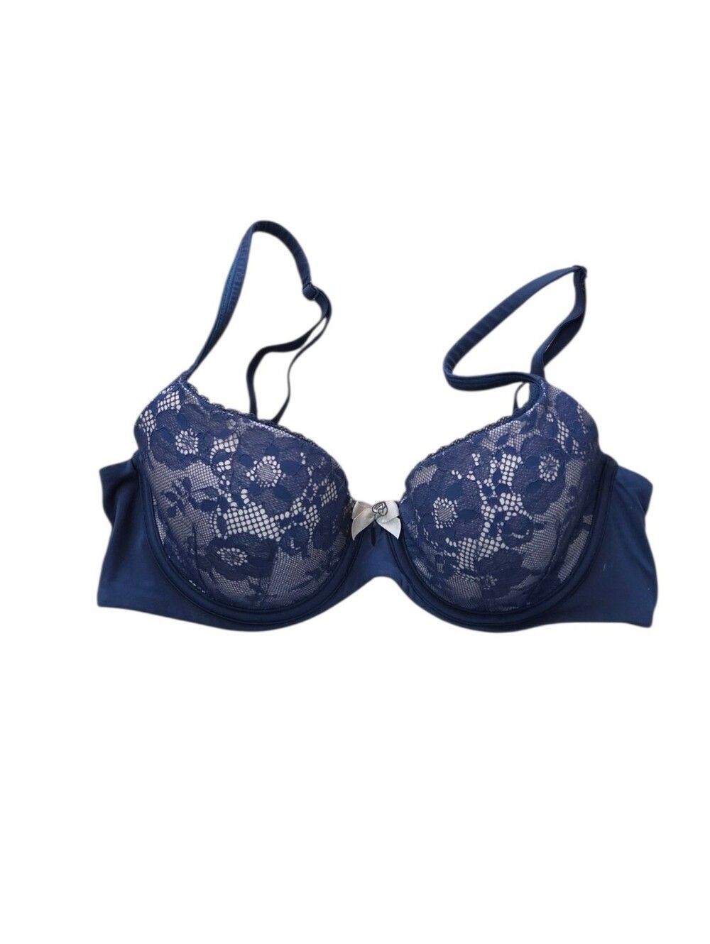 Victorias Secret Body By Victoria Lined Demi Bra 32D Blue Lace Underwire
